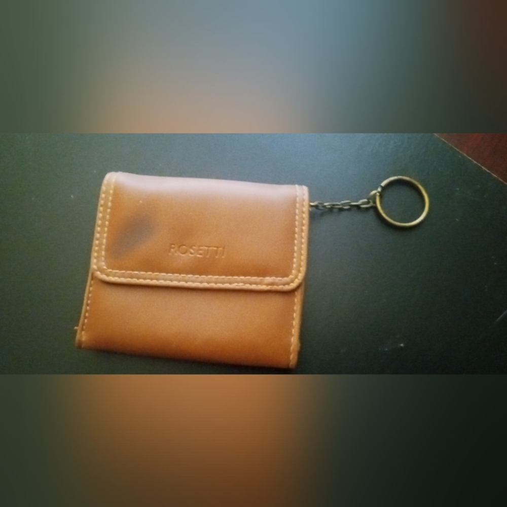 Rosetti Brown Leather Card Holder Keychain - Picture 2 of 4